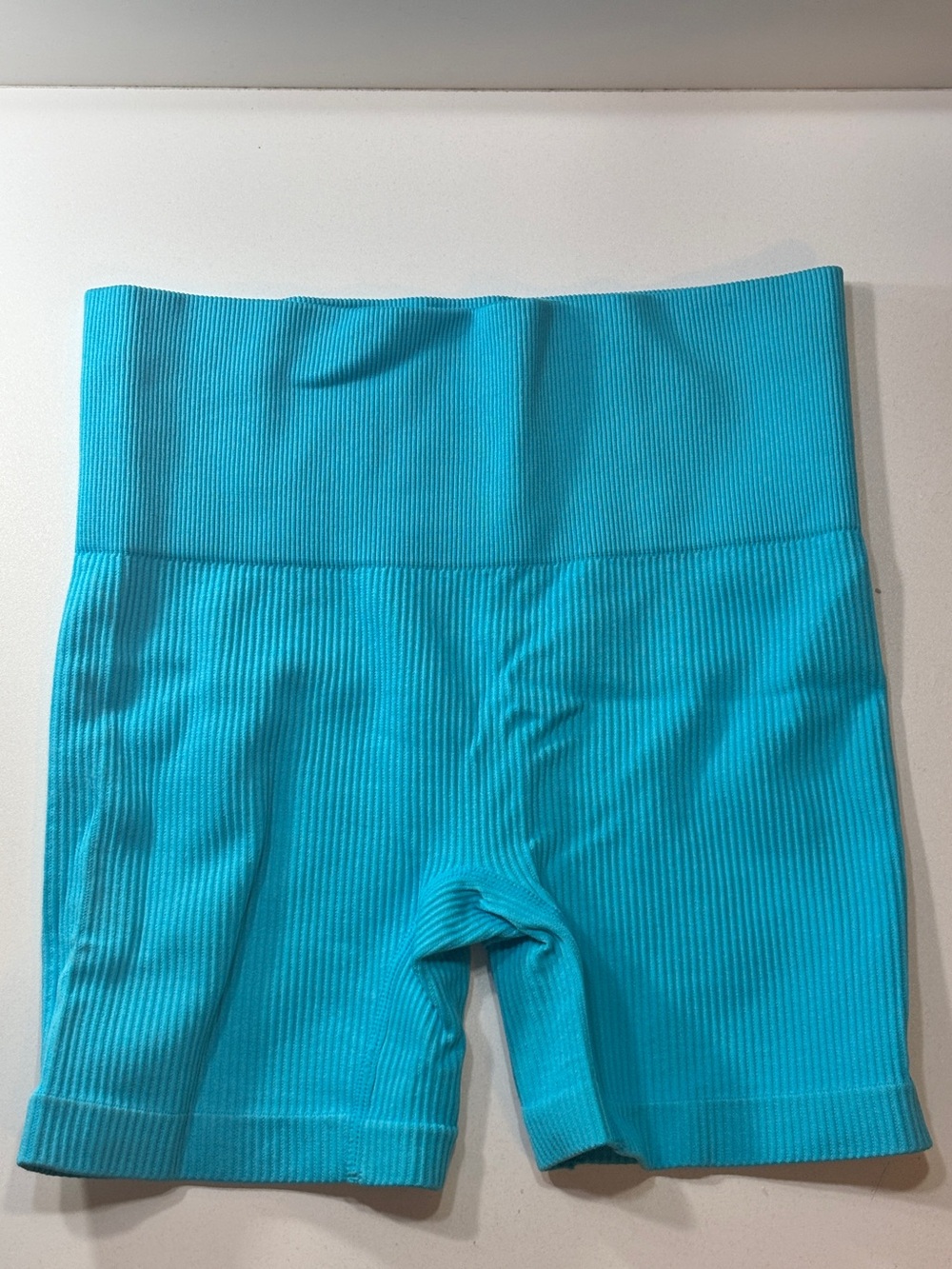 Colsie Ribbed High-Waist Bike Shorts - Turquoise